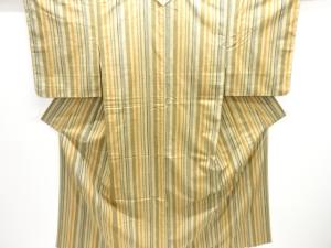 縞織り出し手織り紬着物